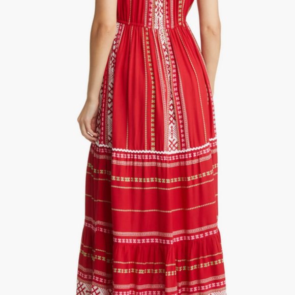 Area Stars Hudson Spring Summer Dress Red White Long Maxi dress, Sleeveless boho - Picture 7 of 8